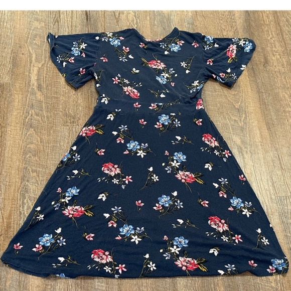 Mix By 41 Hawthorn Womens Navy V-Neck Fit & Flare Dress Size Medium - Picture 2 of 8